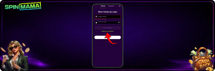 Problemas para aceder à sua conta SpinMama
